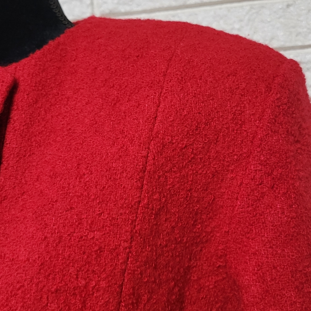 Albert Nipon Boutique Red Wool Gold Button Suit S… - image 5